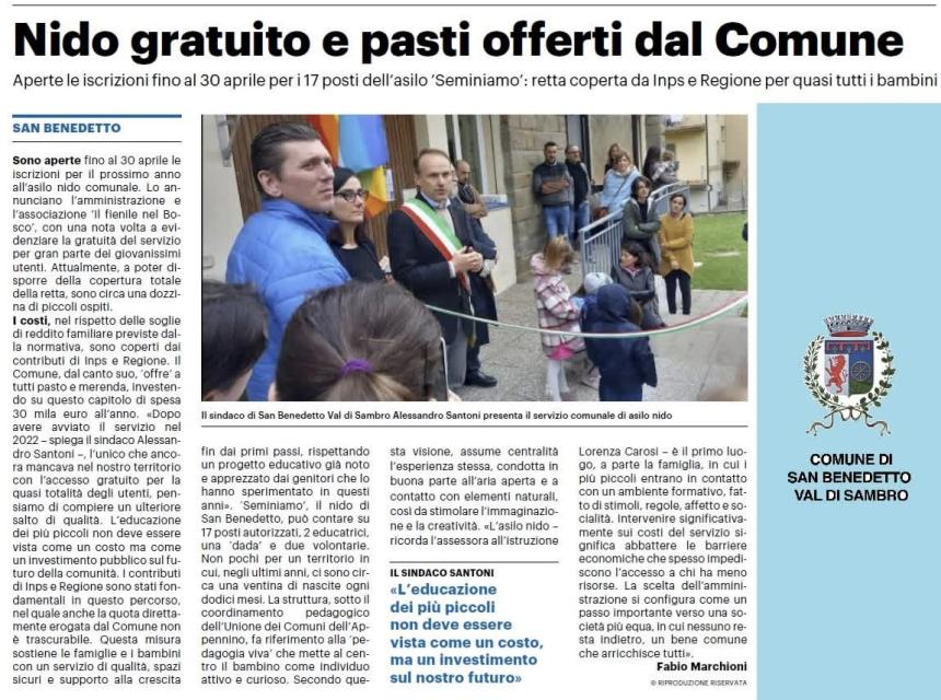 Il Comune di San Benedetto val di Sambro in aiuto delle famiglie